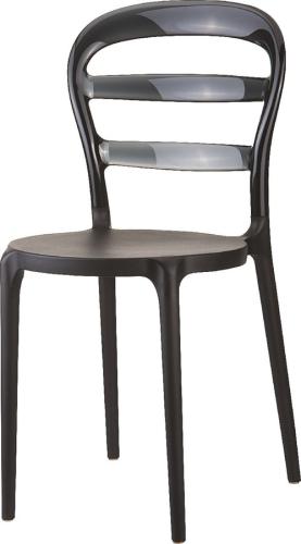 Καρέκλα Miss Bibi, Πολυανθρακικό, 42x50x85 εκ.. Genomax - Μαύρο - Διαφανές